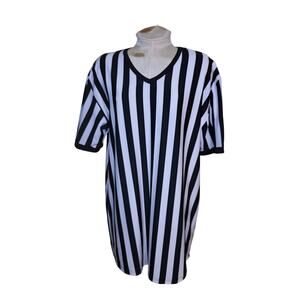 Men's Samuel Adams Referee V-Neck Shirt Size‎ XL Black White Stripe